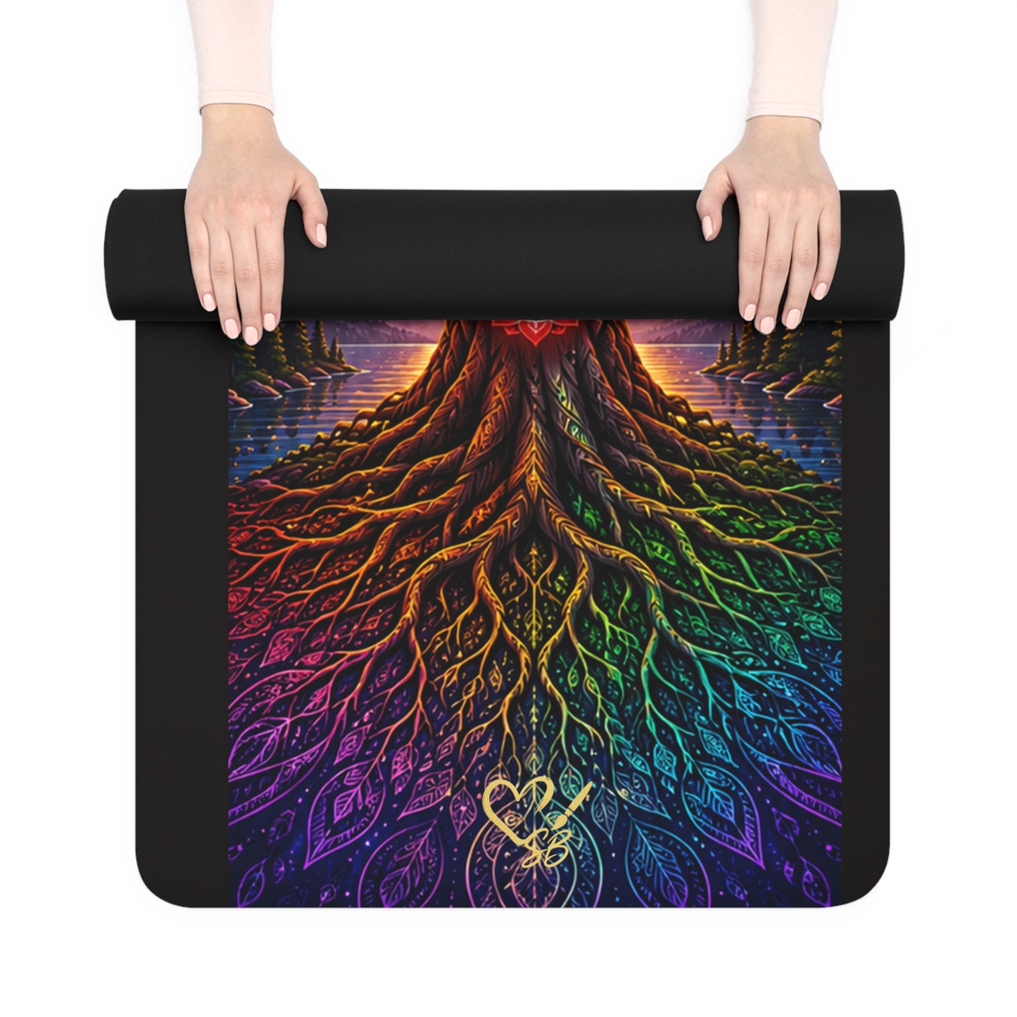Chakra Tree of Life Rubber Yoga Mat — Non-Slip Meditation & Alignment Mat