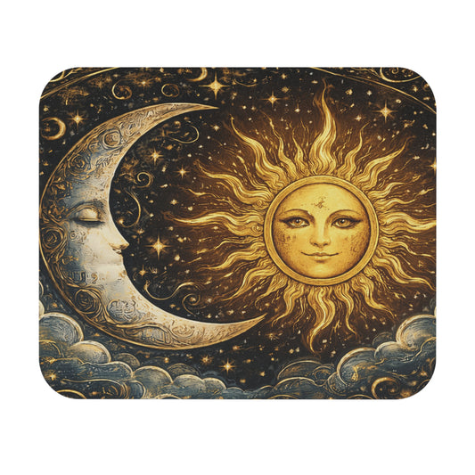 Celestial Sun & Moon Rectangle Mouse Pad — Vintage Astrology Desk Mat