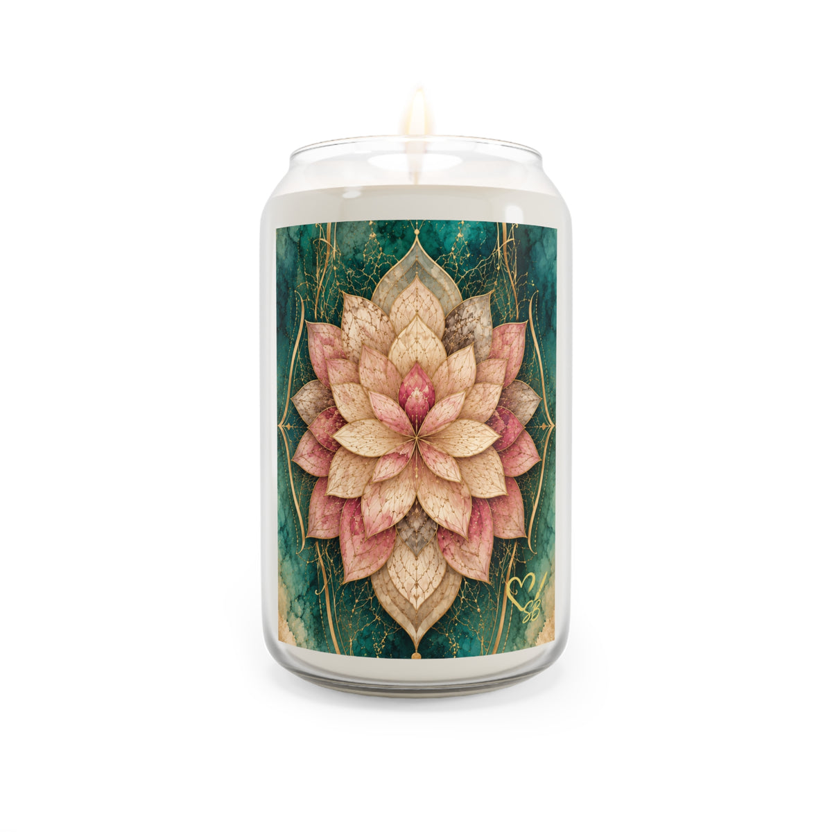 Lotus Mandala Soy Candle — 13.75 oz Scented Jar