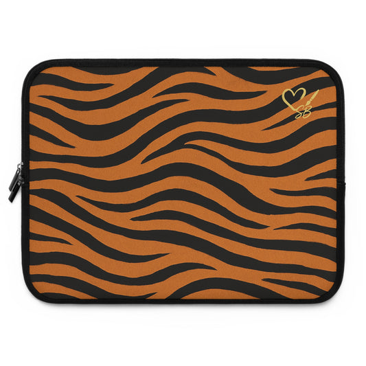 Funda para portátil con estampado de rayas de tigre – Estuche protector con estampado animal naranja y negro