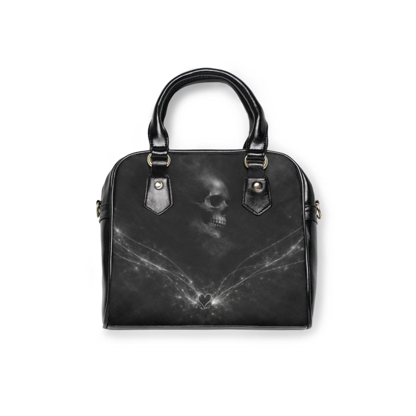 Restos Velados - Bolso de Hombro con Calavera Gótica - Bolso de Calavera Ahumada Oscura con Huesos Cruzados