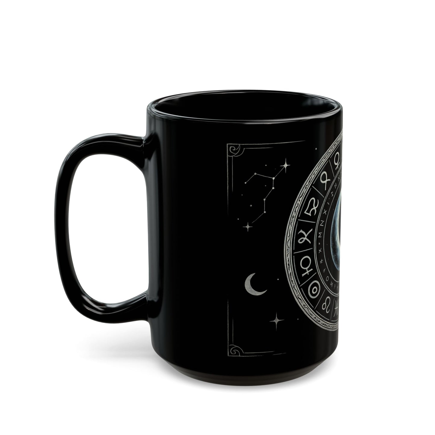 Crescent Moon 1 Black Mug — Zodiac Symbols Coffee Cup