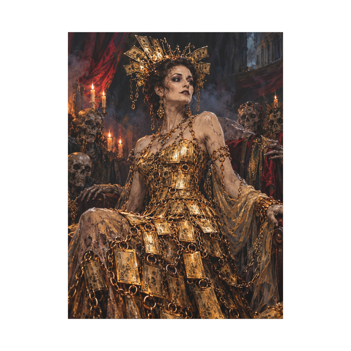Gilded Dark Fantasy Queen Matte Canvas Wall Art