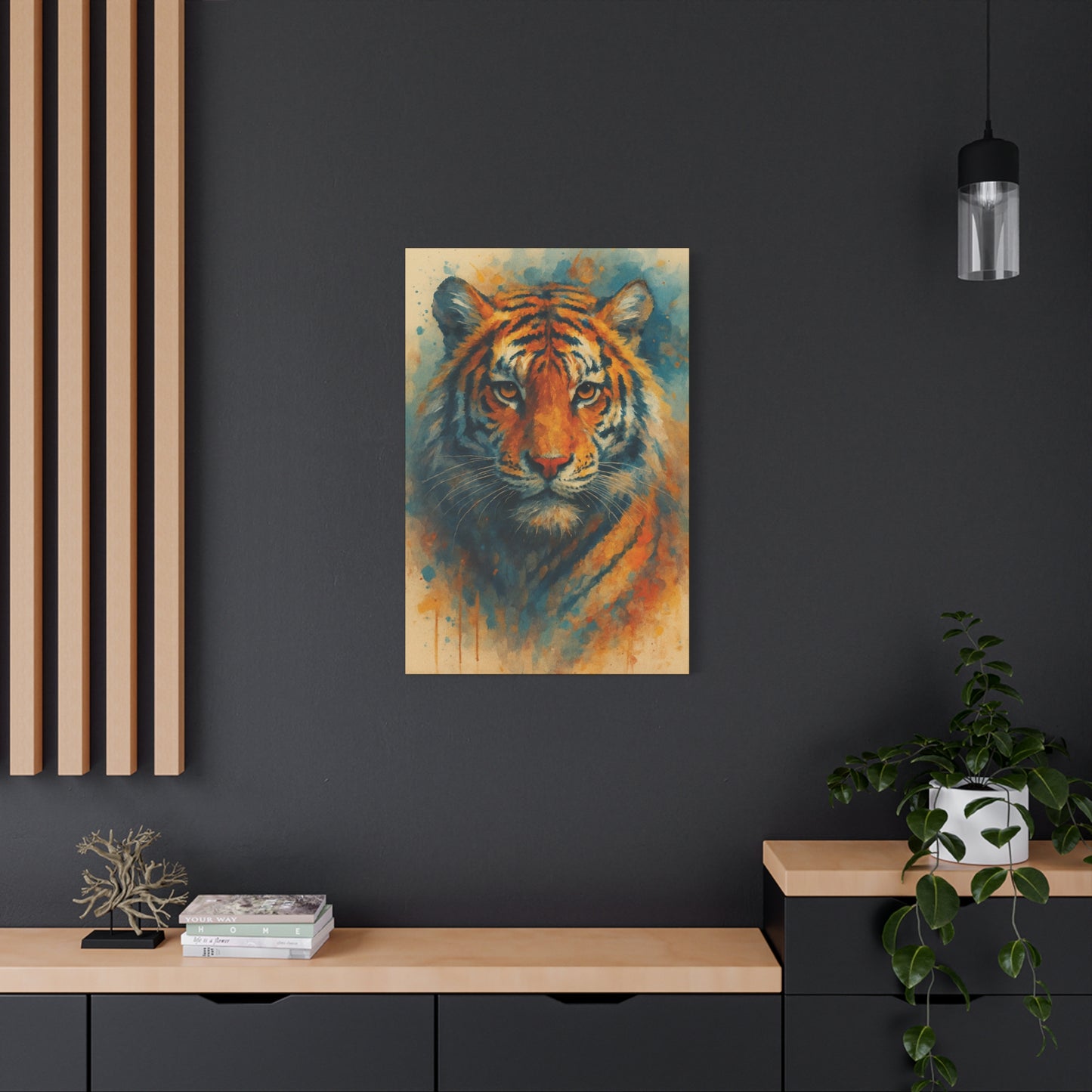 Tigger -Bold Colorful Abstract Animal Acrylic Ink Matte Canvas (Stretched)