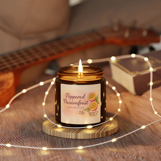Peppered Passionfruit Soy Candle – Amber Jar, 4oz