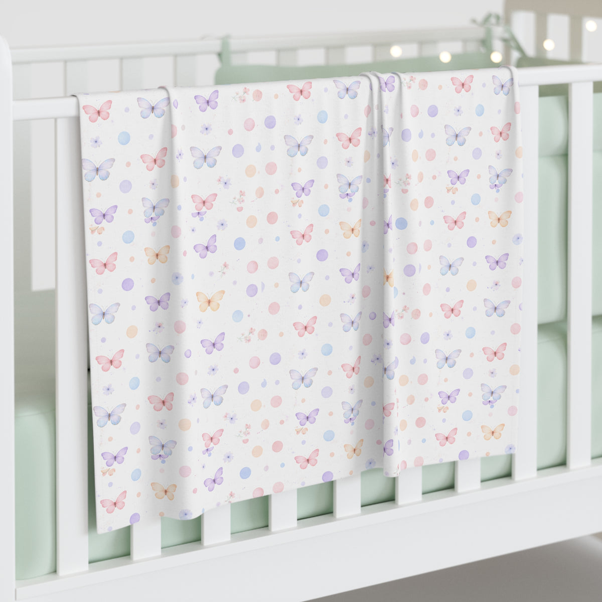 Butterfly Baby Swaddle Blanket —Butterfly and Polka Dots Newborn Wrap