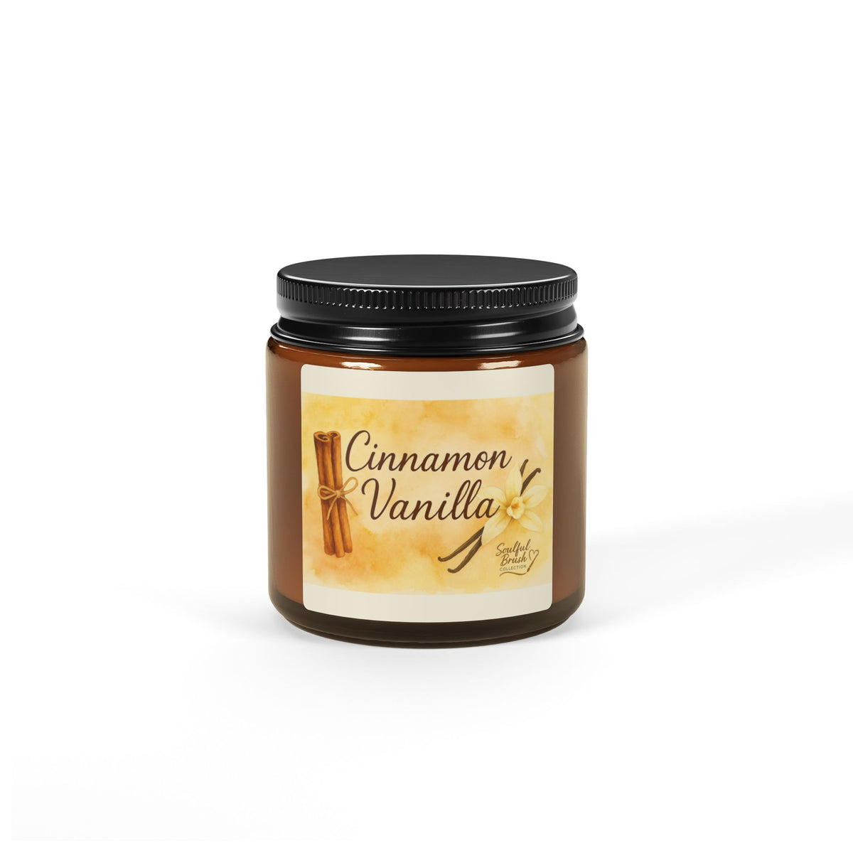 Cinnamon Vanilla Soy Candle – Amber Jar, 9oz