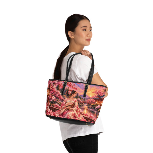 Japanese Garden Geisha PU Leather Shoulder Bag-Madam Butterfly