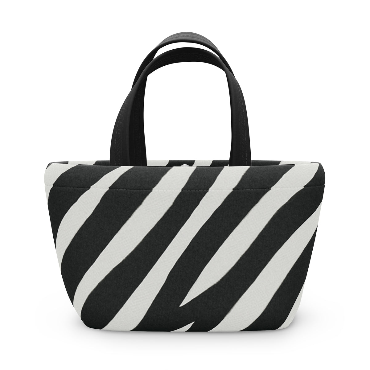 Zebra Print Lunch Bag — Insulated Black & White Animal Stripe Tote