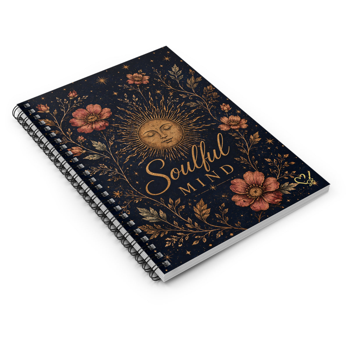 Soulful Mind Spiral Notebook — Sun & Floral Ruled Journal for Mindfulness & Gratitude