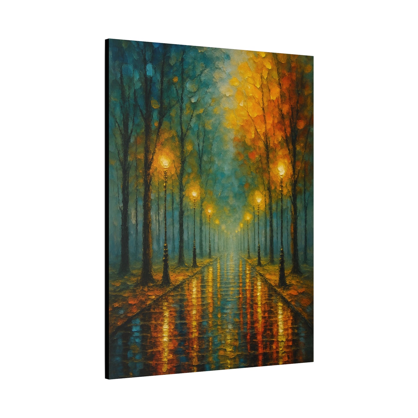 Autumn Street Lanterns Matte Canvas Art — Stretched 1.25"
