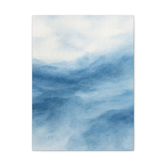 Blue Watercolor Ocean Canvas Print 1- Matte Stretched Wall Art