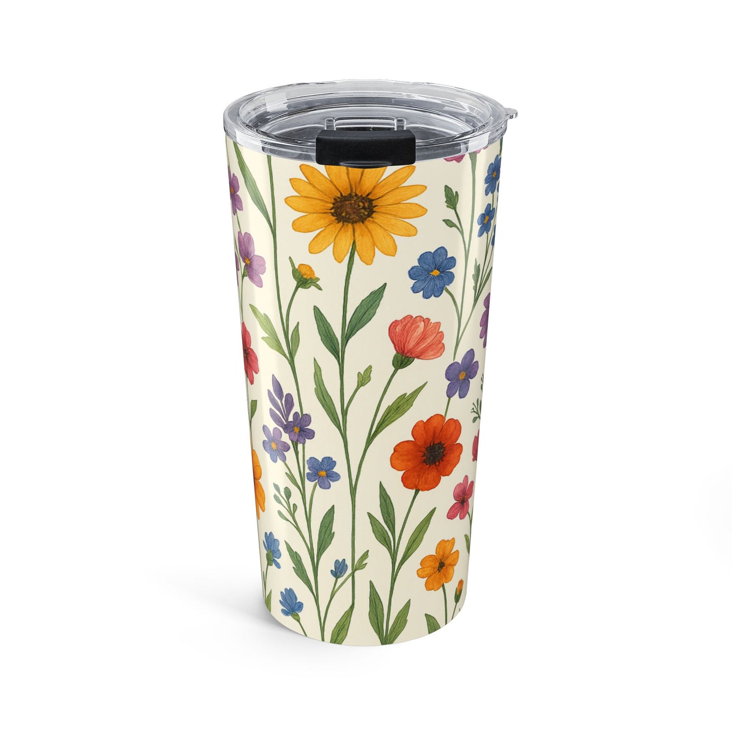 20oz Floral Tumbler - Colorful Wildflower Insulated Travel Cup