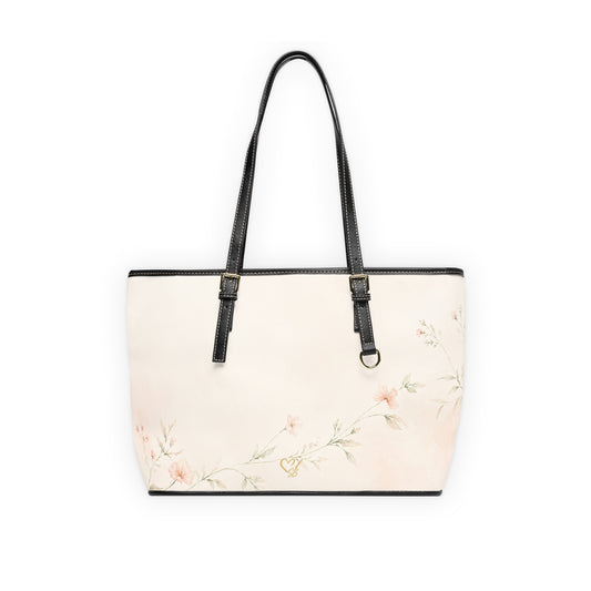 Still Garden PU leather shoulder bag – front view, vintage floral print by the Soulful Brush
