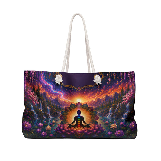 Chakra Meditation Weekender Bag — Psychedelic Sunrise Yoga Travel Tote