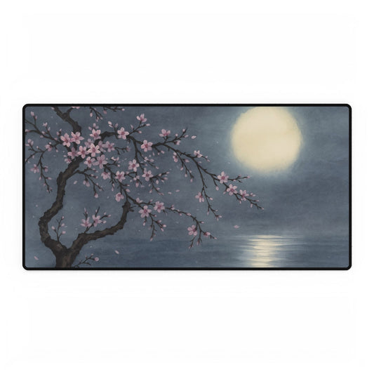 Cherry Blossom and Moon — Echoes of the Masters — Desk Mat for Home & Office