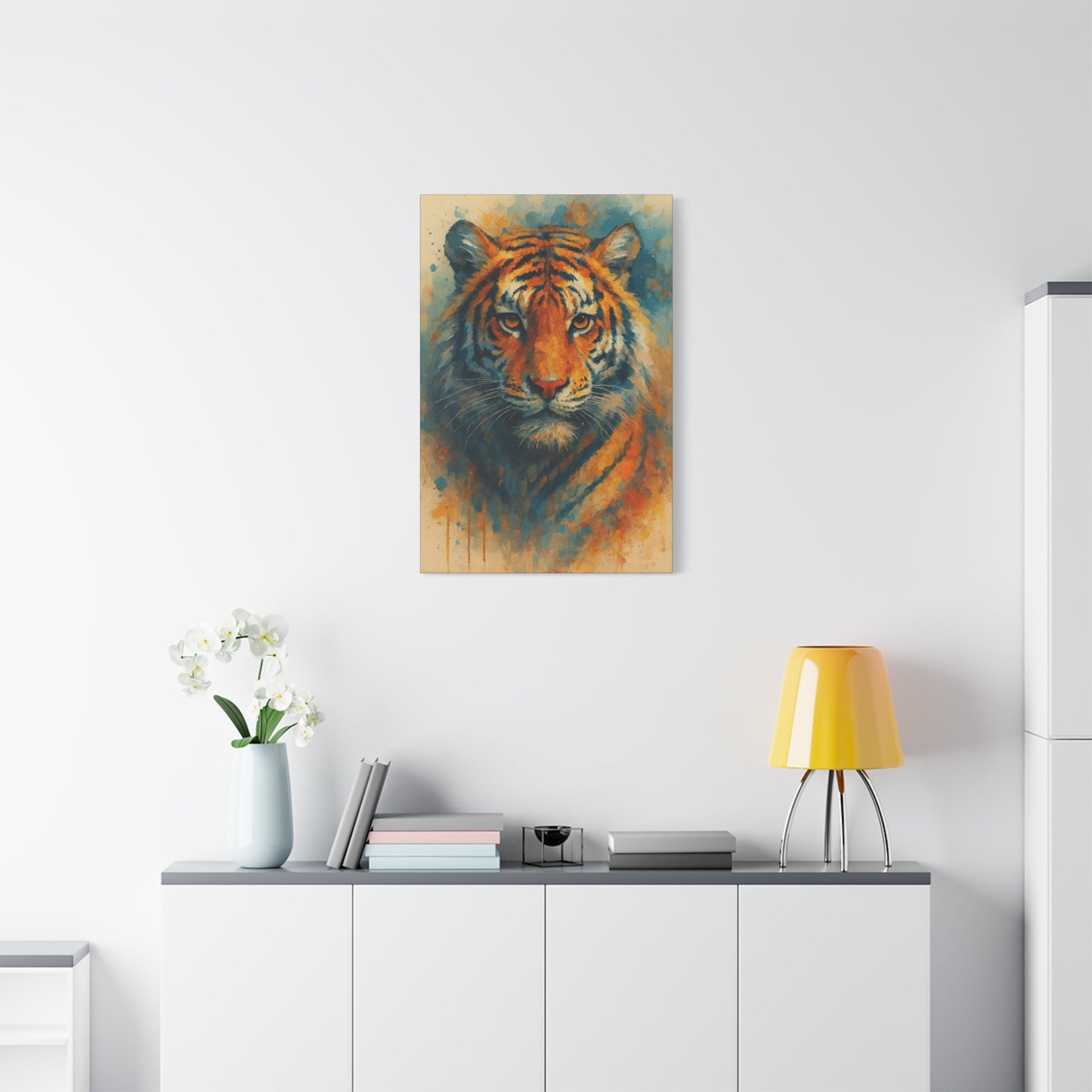 Tigger -Bold Colorful Abstract Animal Acrylic Ink Matte Canvas (Stretched)