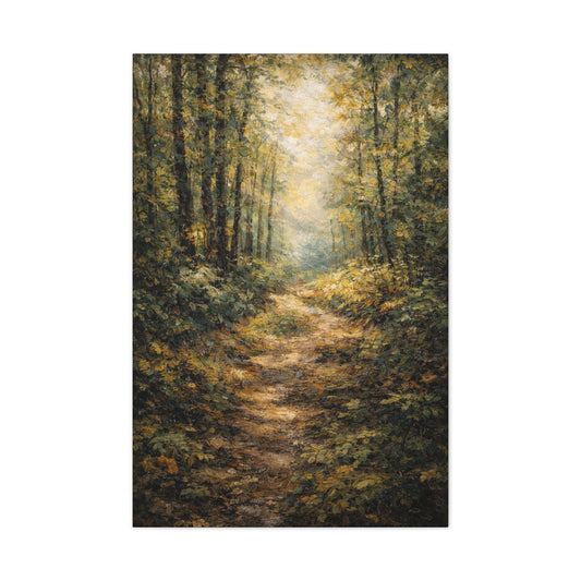 Lienzo Mate para Pared Sendero del Bosque – Paisaje Arbolado Tranquilo