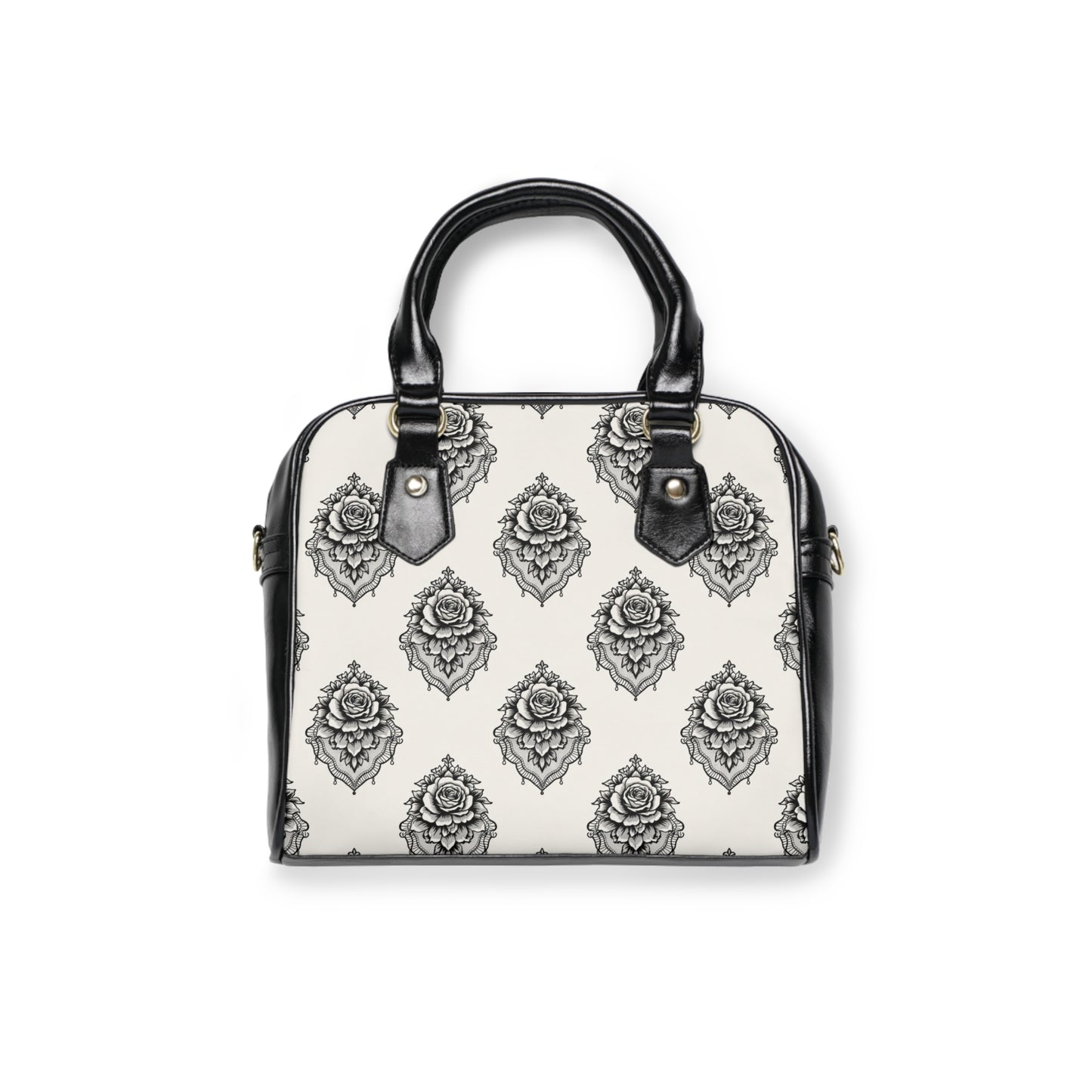Bolso de Hombro Rosa Velado — Bandolera con Diseño Floral Vintage