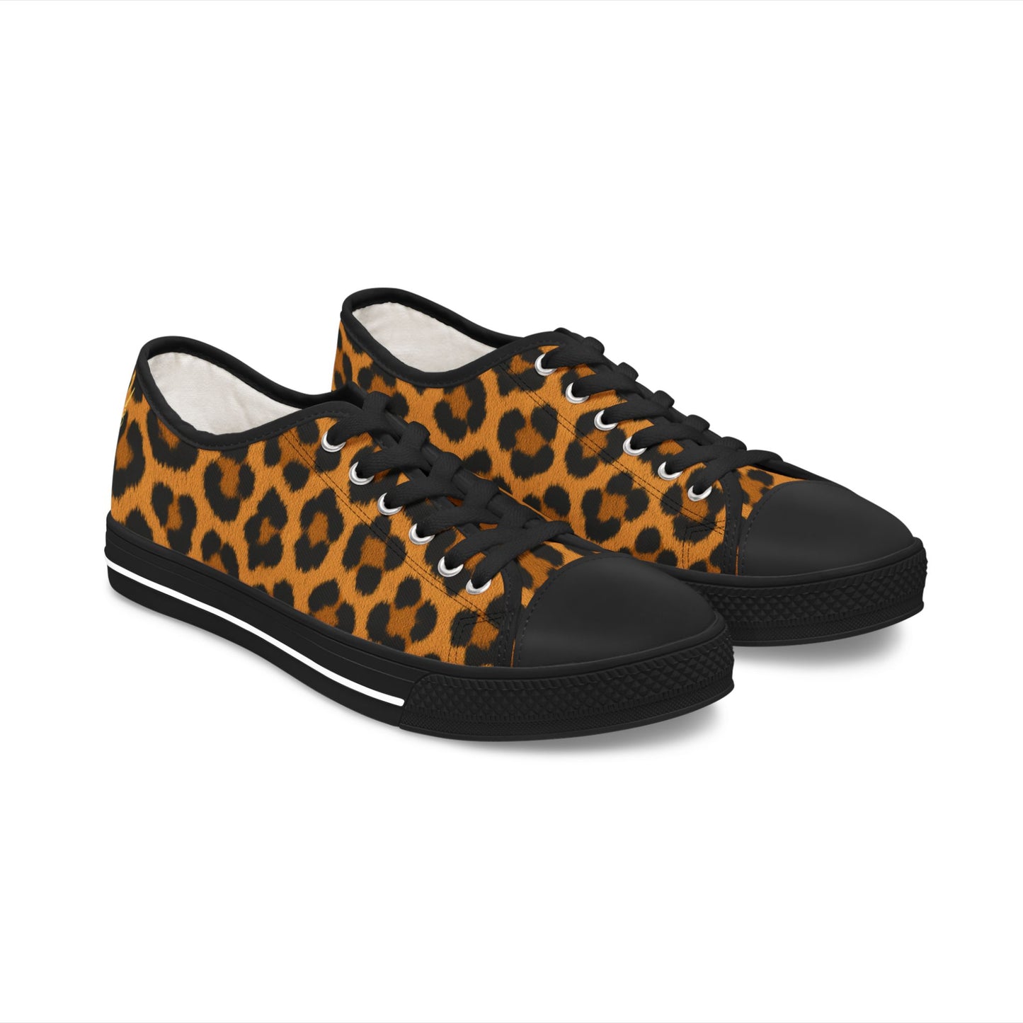 Zapatillas bajas de mujer con estampado de leopardo - Zapatos casuales de lona con estampado animal