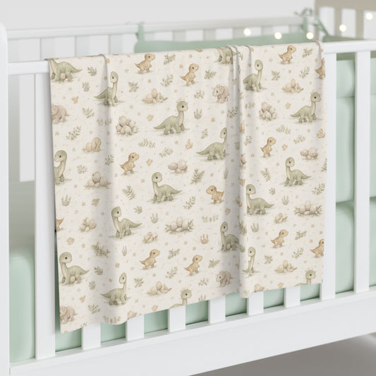 Swaddle Blanket — Neutral Dino Print Baby Blanket for Newborns & Baby Shower Gift