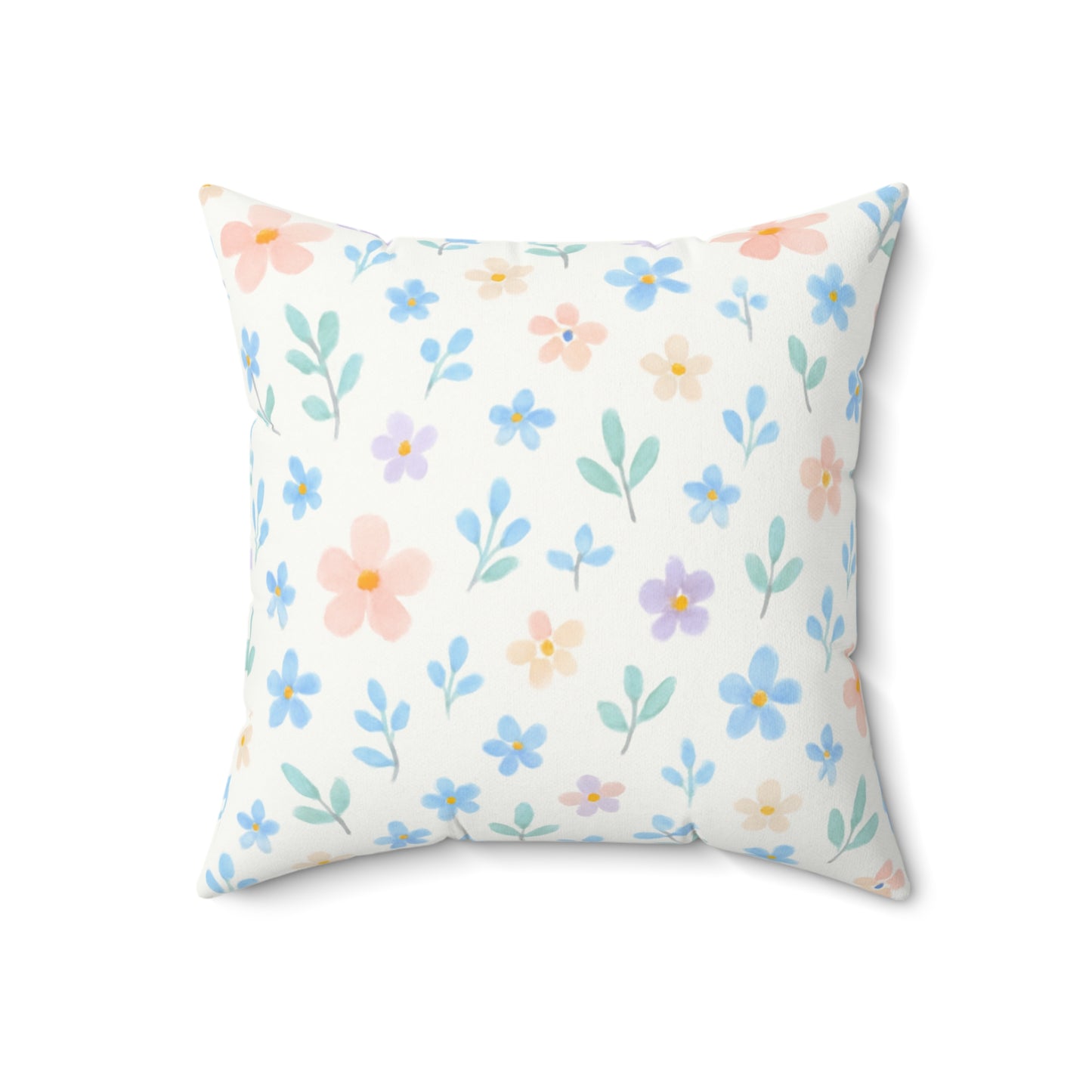Almohada cuadrada de imitación de gamuza con diseño floral y de amigos del bosque estilo campestre chic