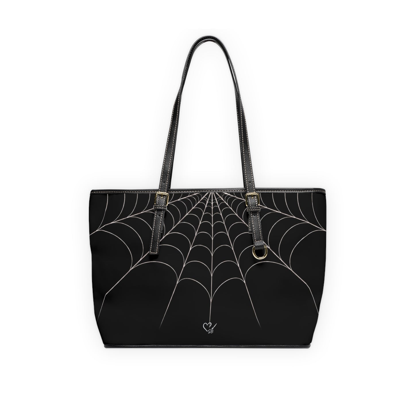 Cascade- Spiderweb PU Leather Shoulder Bag — Gothic Black Tote