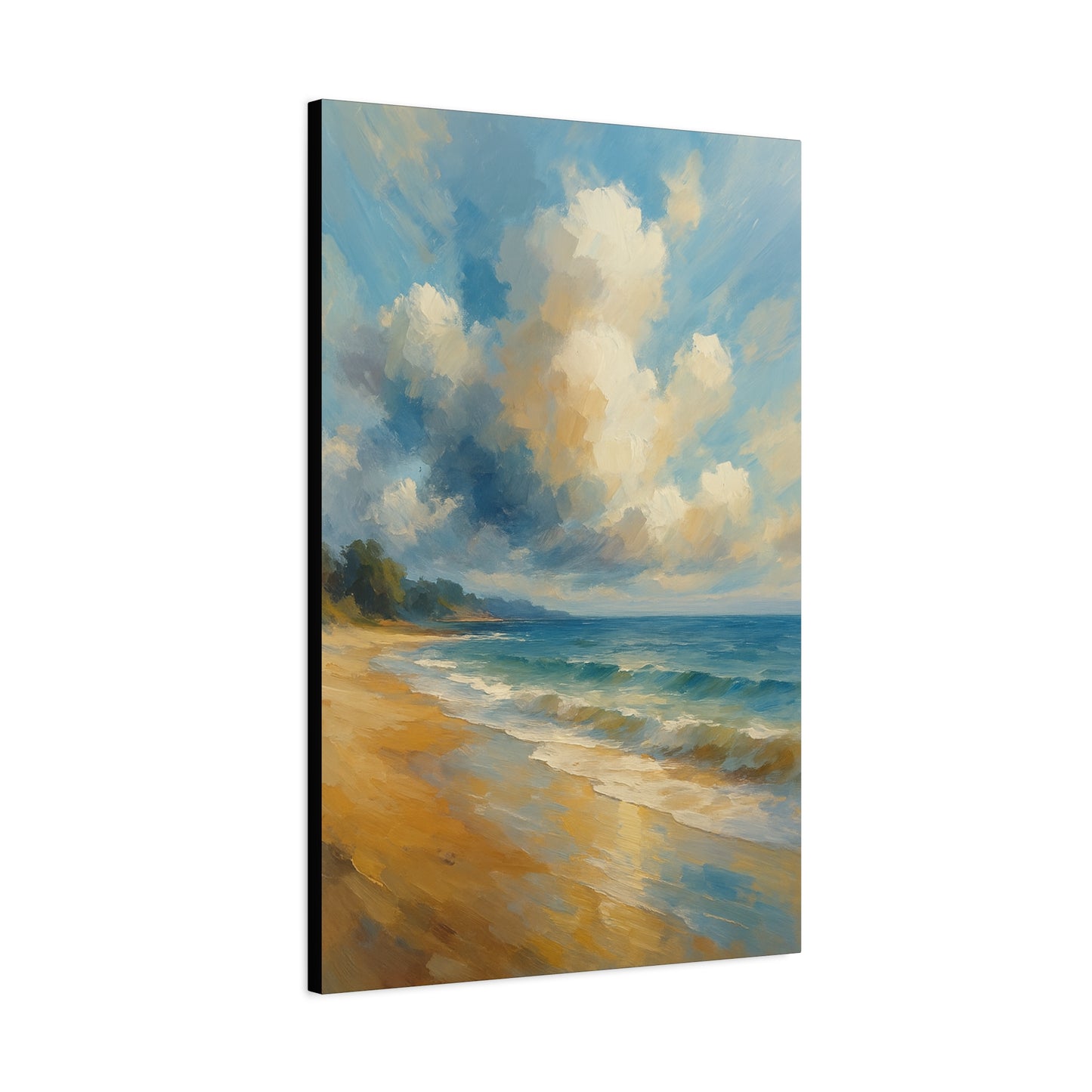 Lienzo de pared con paisaje marino costero — Cuadro de playa tranquila, mate tensado