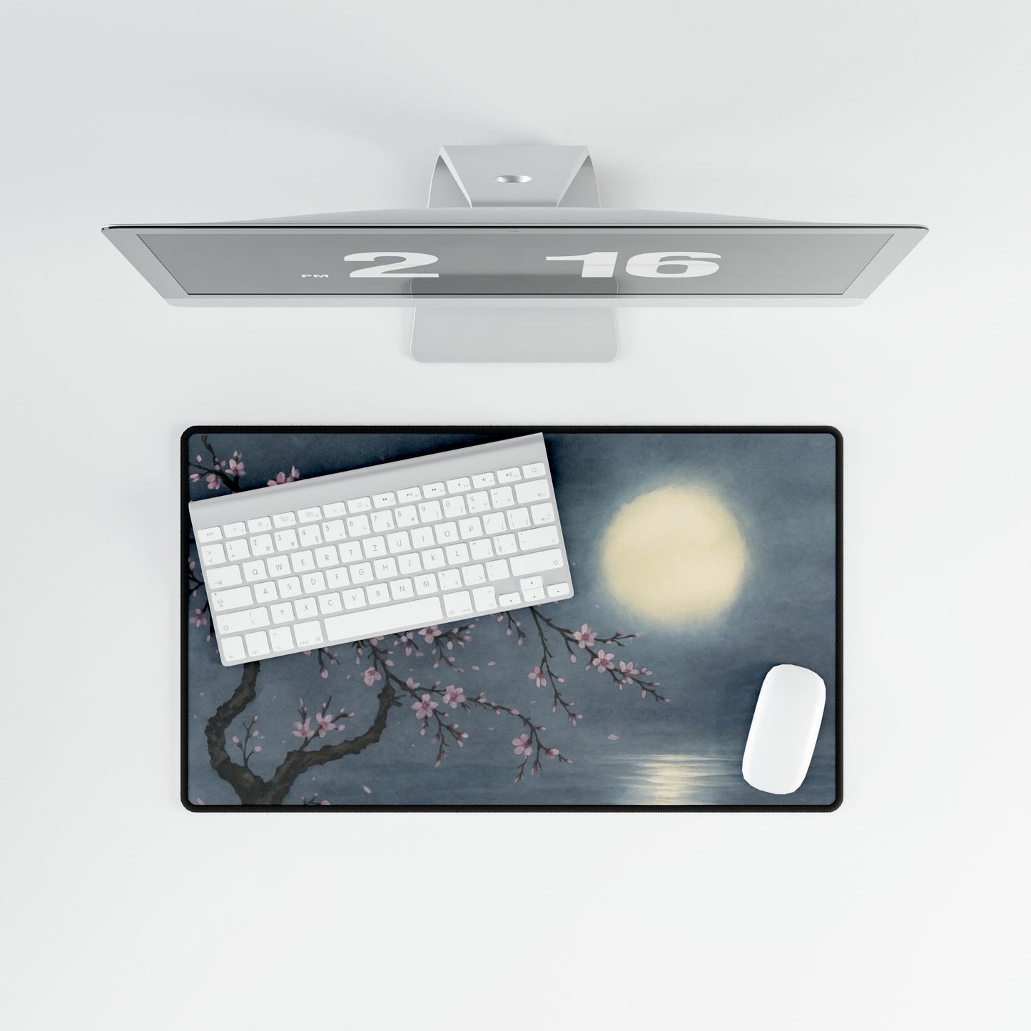 Cherry Blossom and Moon — Echoes of the Masters — Desk Mat for Home & Office