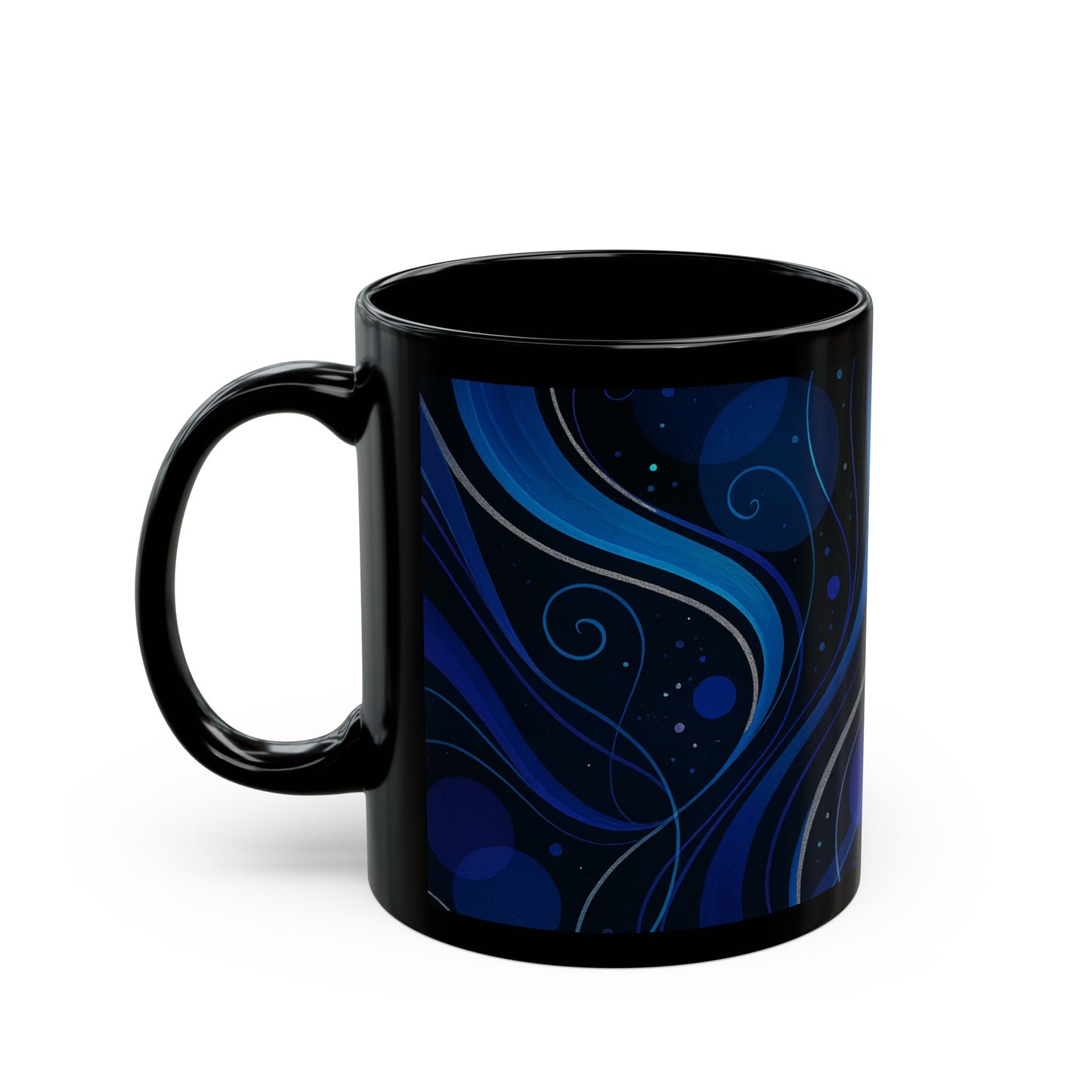 Midnight Bloom 2-Soulful Collection -Black Ceramic Mug — Swirl Coffee Cup (11oz & 15oz)