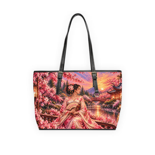 Japanese Garden Geisha PU Leather Shoulder Bag-Madam Butterfly