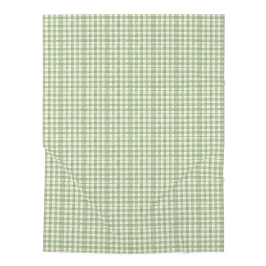 Woodland Friends Green Plaid Baby Swaddle Blanket — Soft Pastel Flowers Newborn Wrap