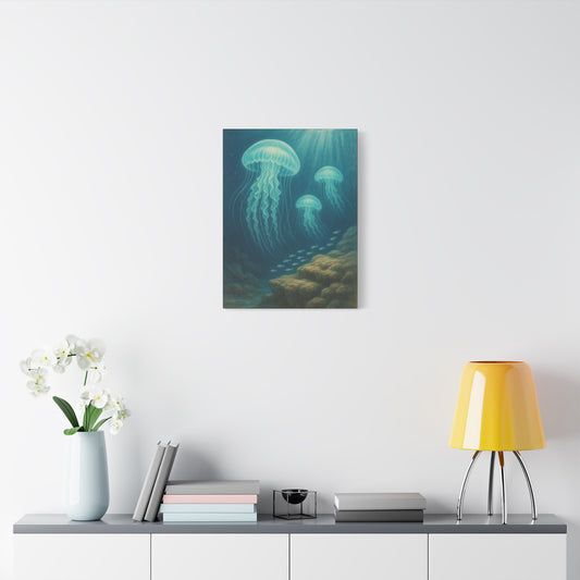 Lienzo Decorativo Medusas del Océano – Arte de Pared Mate Estirado