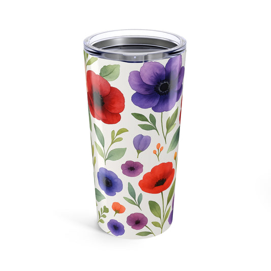 Wildflower and Poppy-20oz Floral Tumbler – Colorful Wildflower Insulated Travel Cup