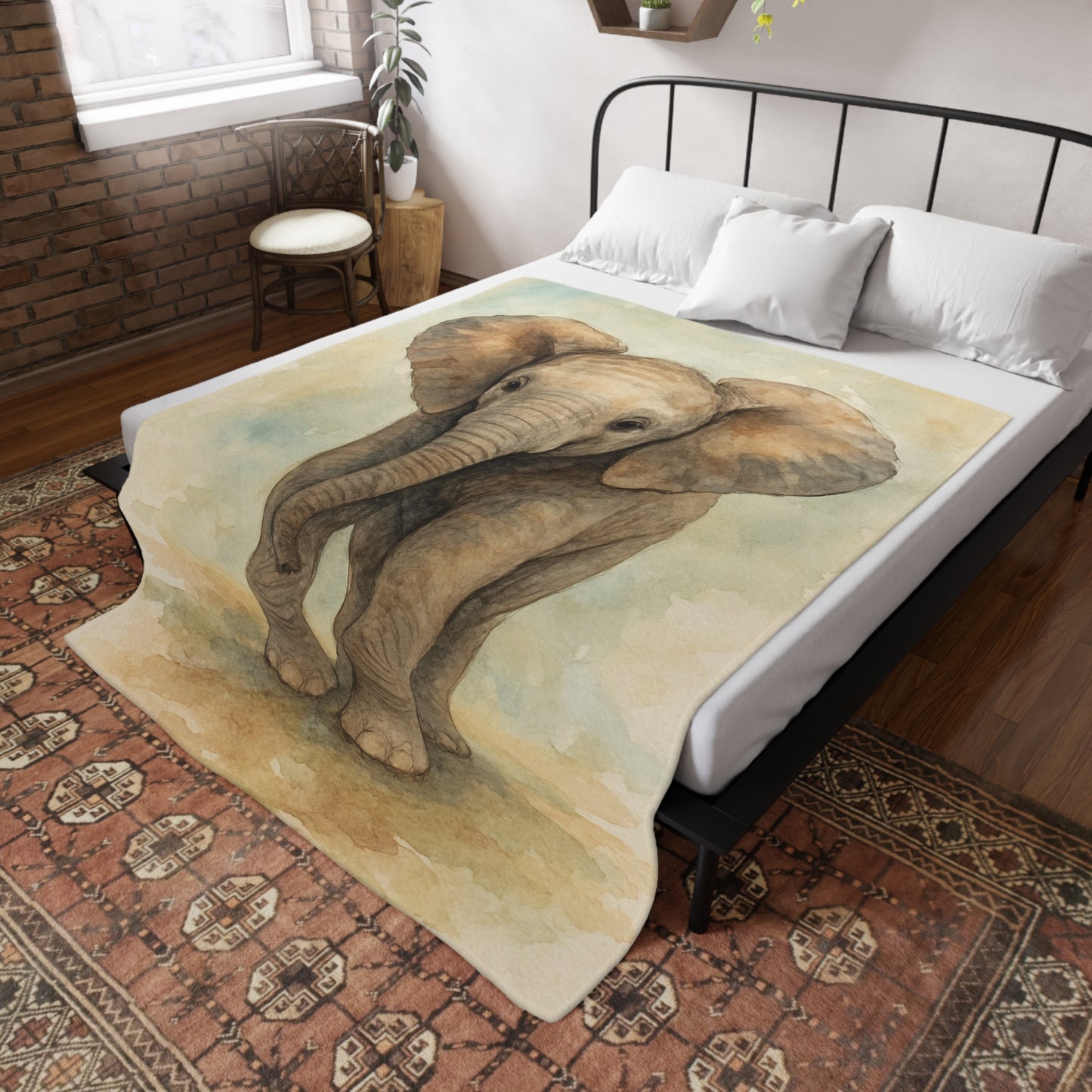 Baby Elephant-Savanah Collection-Plush Blanket - Coordinates with Baby Safari nursery items