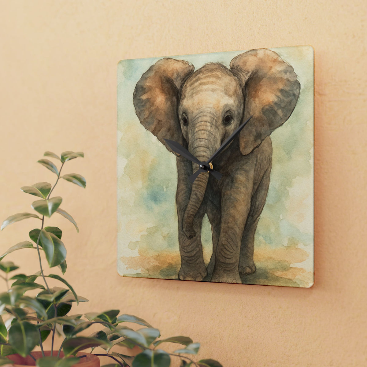 Baby Elephant-Acrylic Wall Clock - Baby Safari Collection-Decor