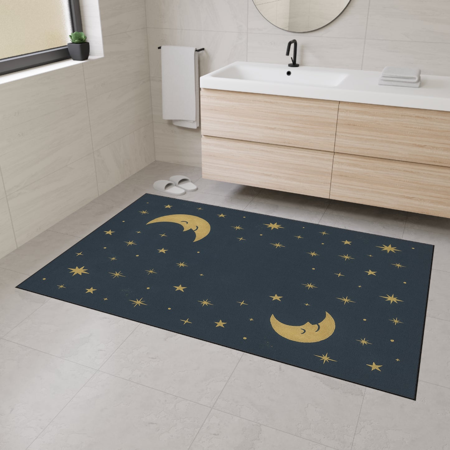 Felpudo resistente To the Moon & Stars — Felpudo de cielo nocturno para entrada, dormitorio o cuarto del bebé