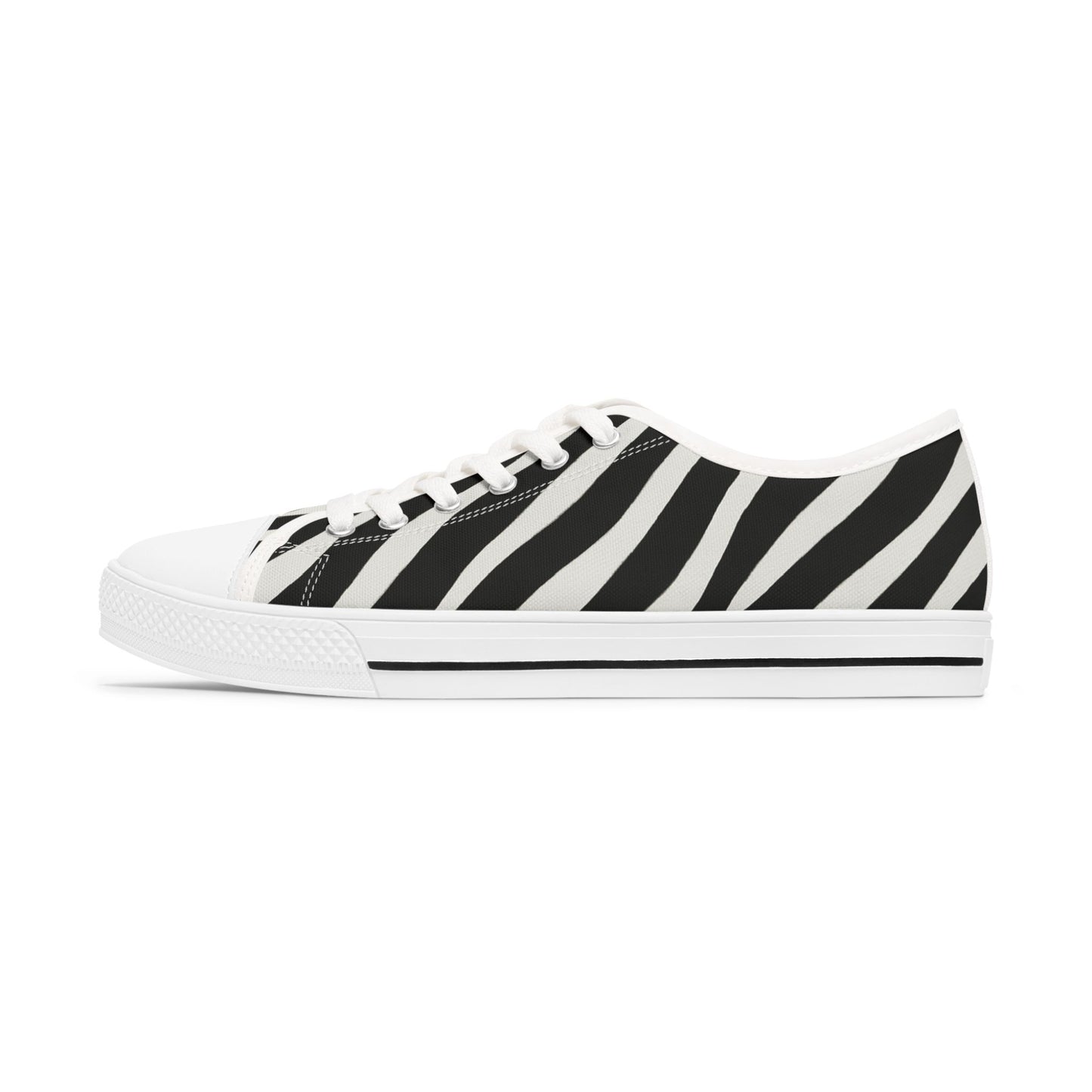 Zapatillas Bajas de Mujer con Estampado de Cebra — Zapatos de Lona Casuales con Estampado Animal Blanco y Negro
