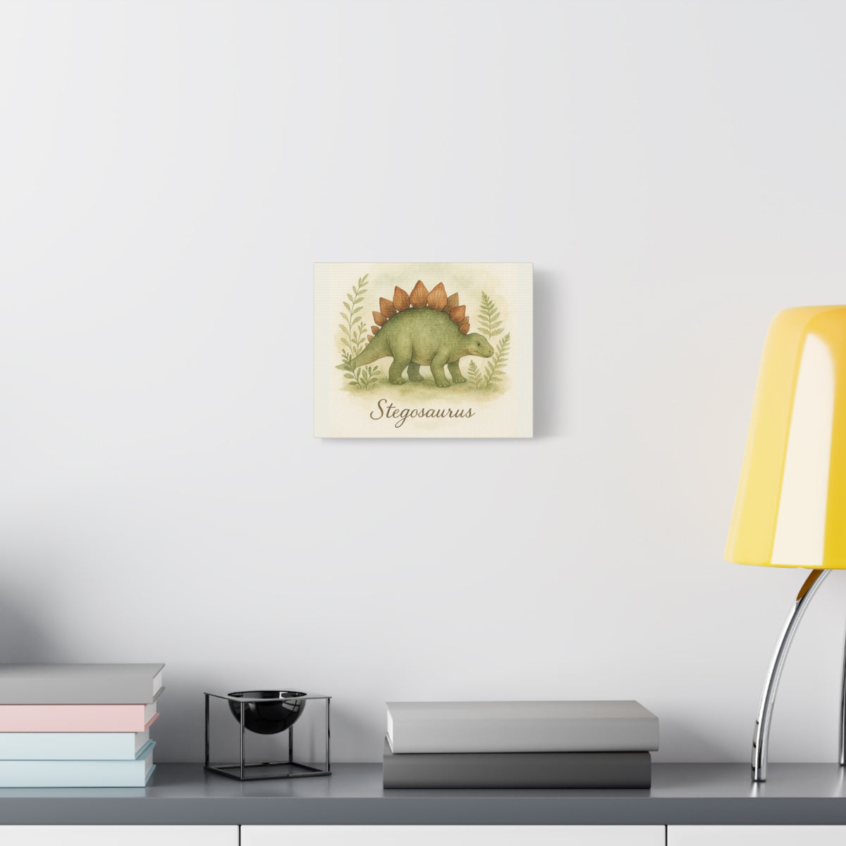 Stegosaurus Canvas Wall Art — Watercolor Dino Print for Nursery & Kids’ Room