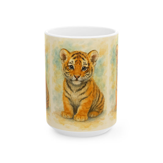 Baby Safari Collection, Cute Baby Tiger Accent Coffee Mug, Animal Lover Gift, Unique Ceramic Mug, Coffee Cup for Birthdays, Home Decor, Cute Gifts