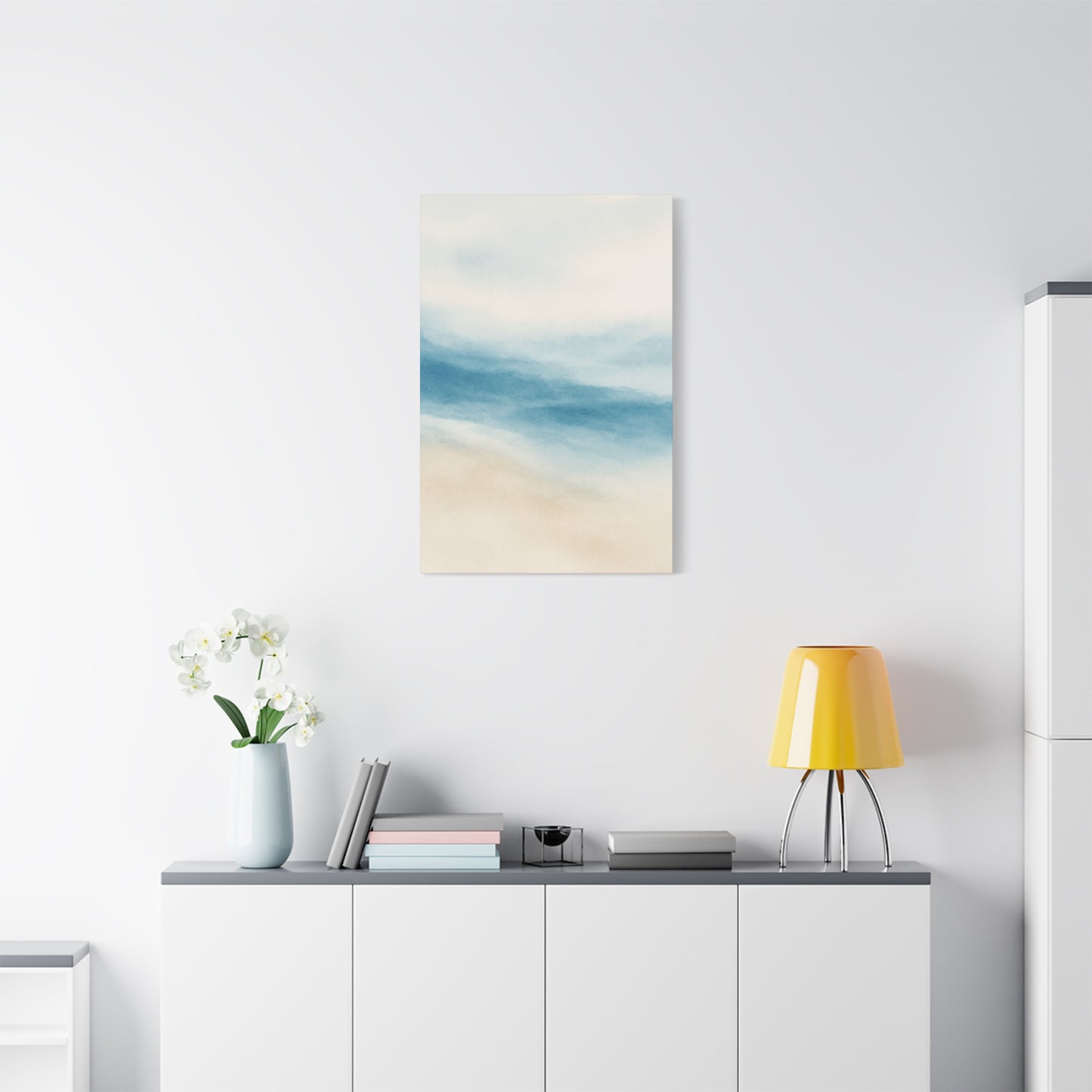 Lienzo decorativo de pared en acuarela azul Océano 2 - Acabado mate estirado