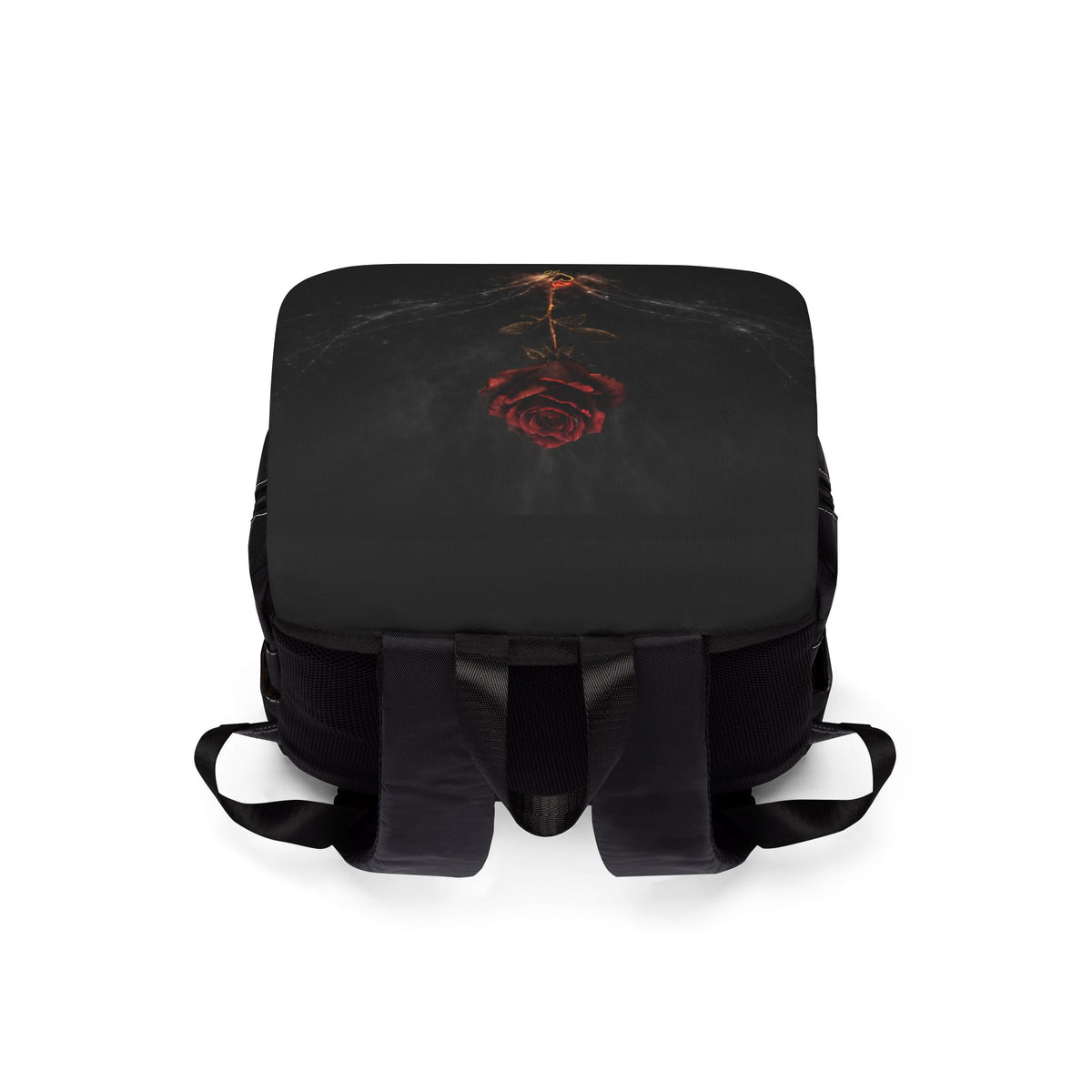 Eternal Bloom-Gothic Red Rose Sketch Backpack – Dark Romantic Casual Shoulder Bag
