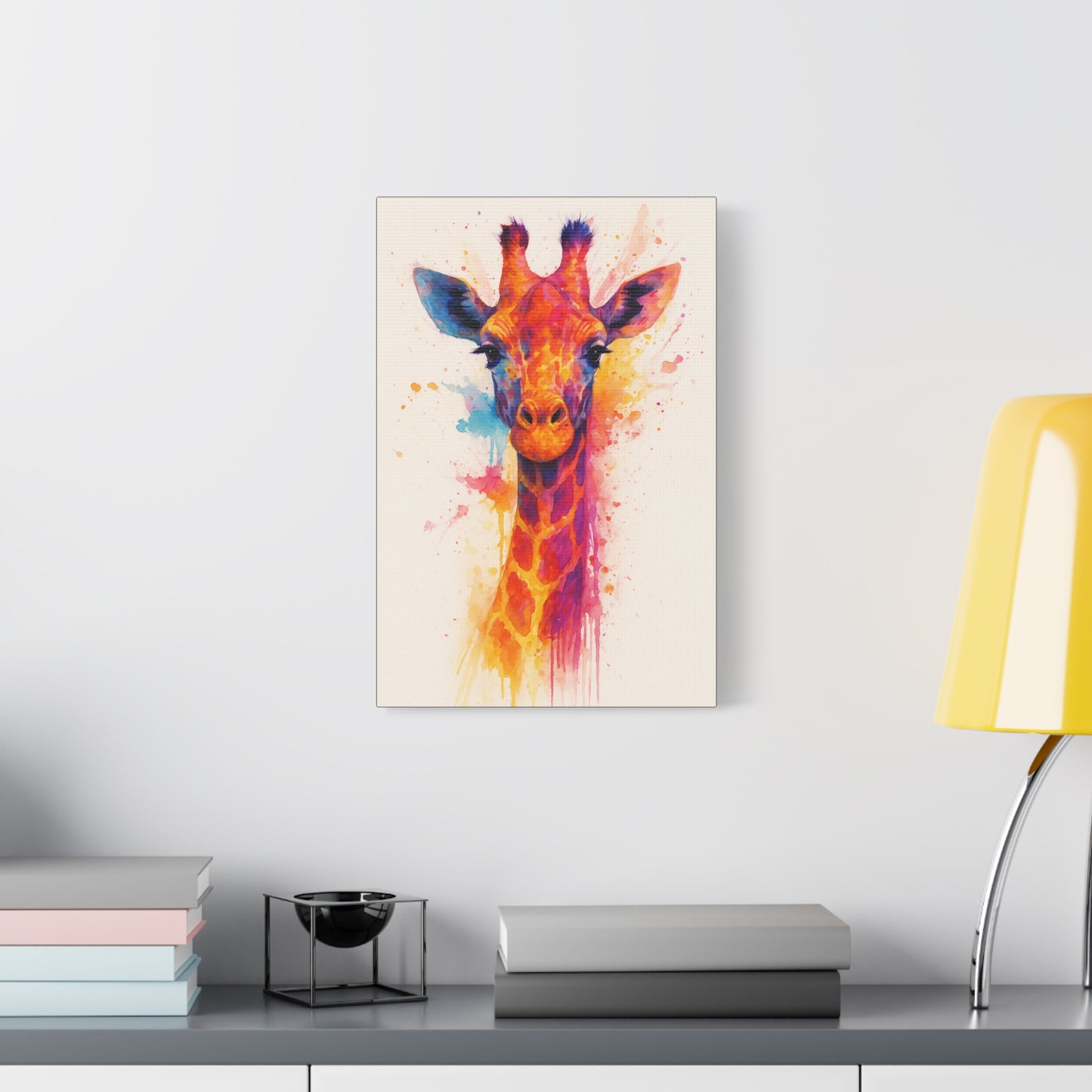 Jirafa — Tinta acrílica animal abstracta de colores llamativos Lienzo mate (estirado)