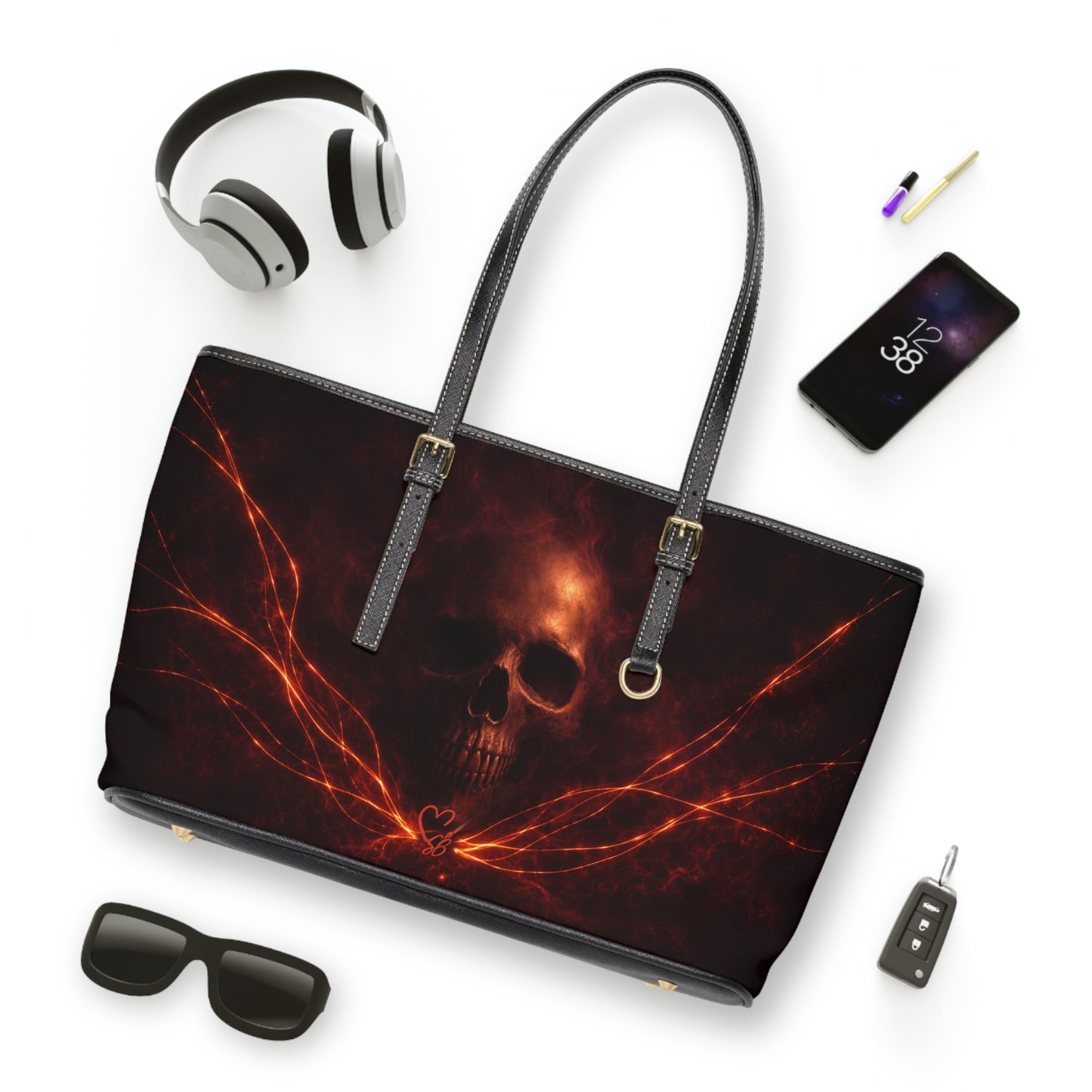 Reliquia etérea-Velo de las sombras Colección-Bolso de hombro de PU con llama de calavera