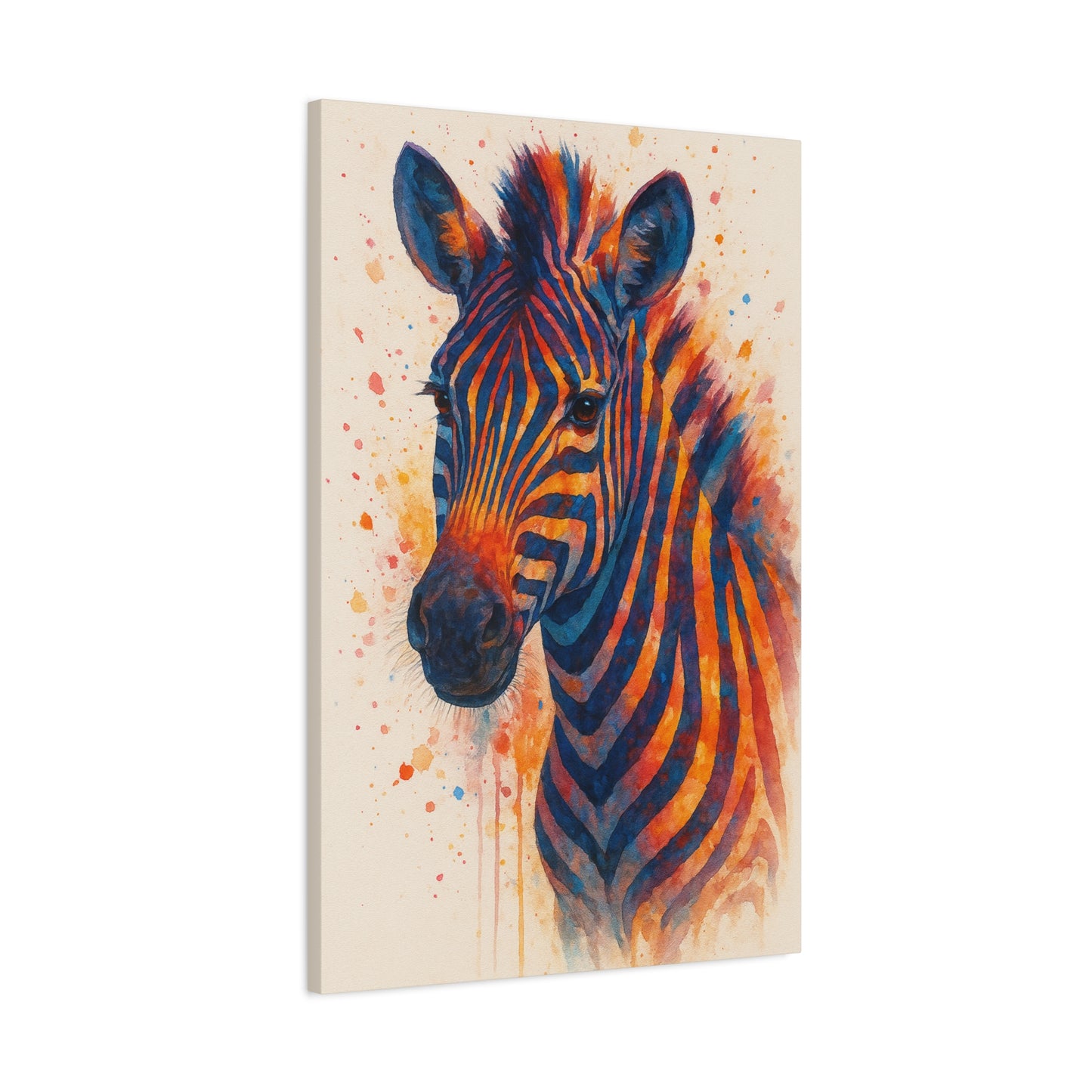 Zebra Watercolor Fine Art Print with Passepartout — Vibrant Animal Wall Art