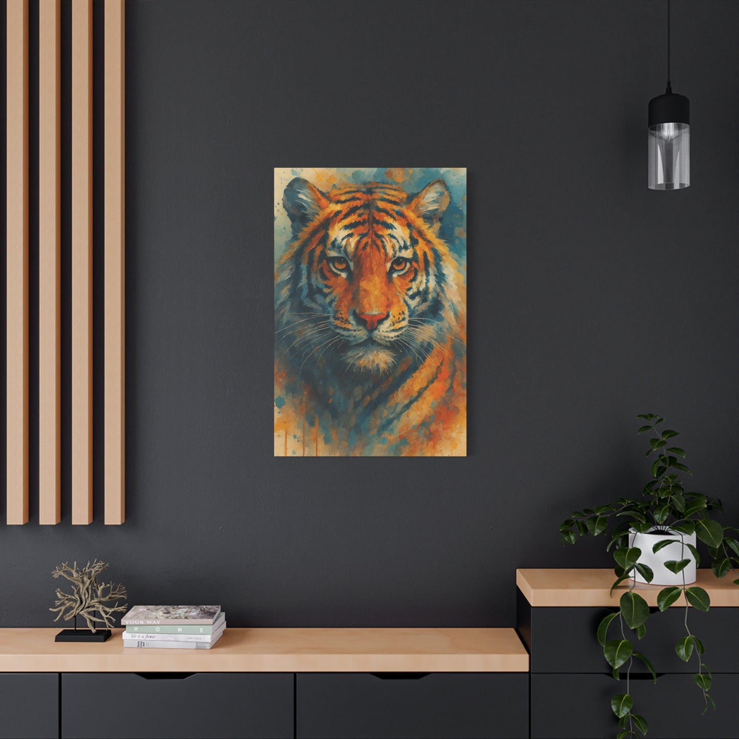 Tiger Portrait Matte Canvas Print — Bold Wildlife Wall Art, Stretched 1.25"