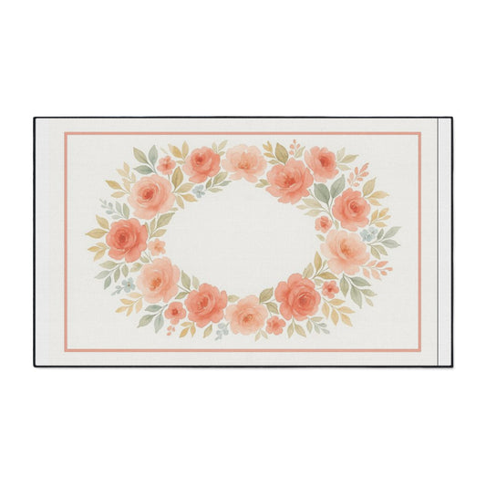 Woodland Friends Nursery Floor Mat — Modern Country Chic-Ring of Roses with Border