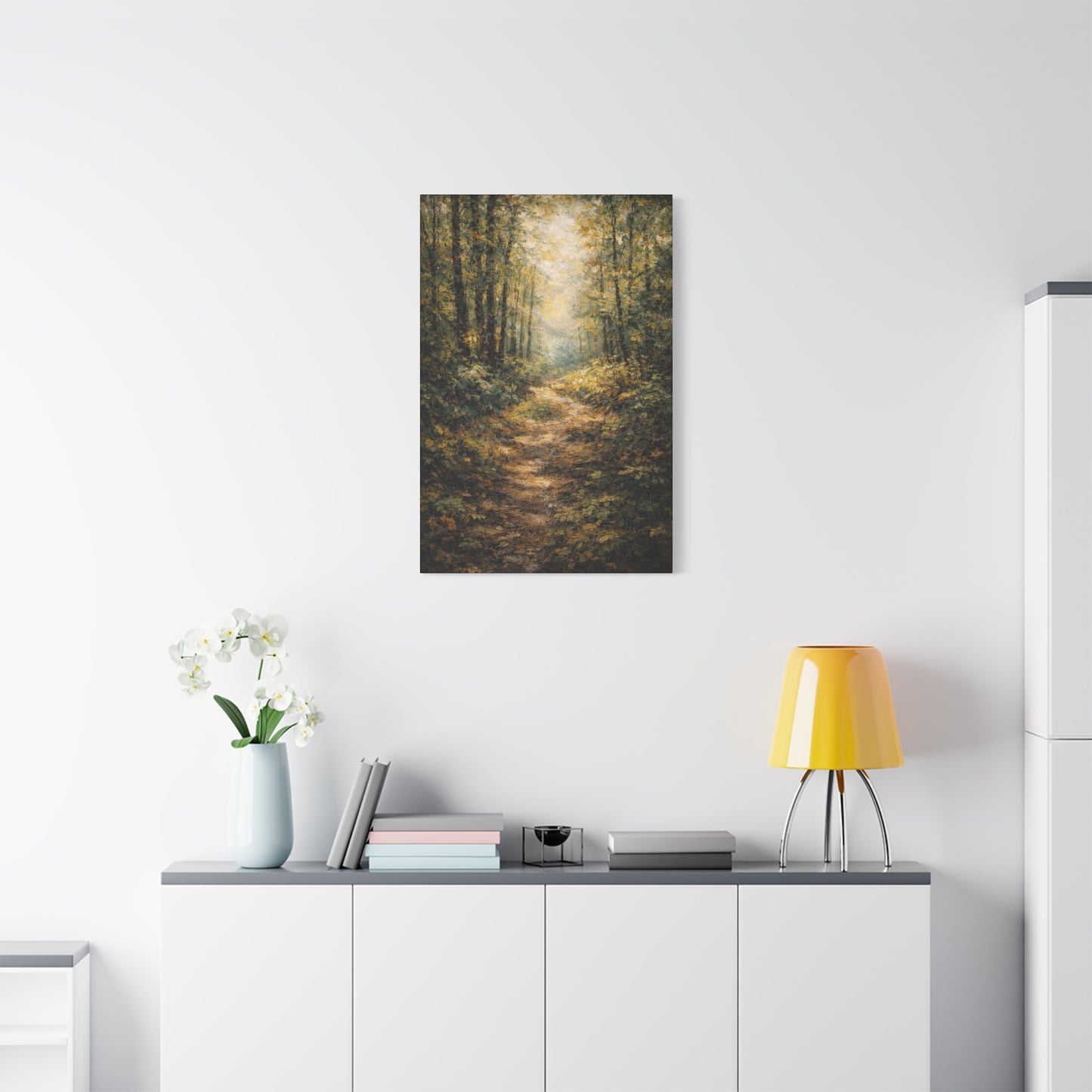 Lienzo Mate para Pared Sendero del Bosque – Paisaje Arbolado Tranquilo