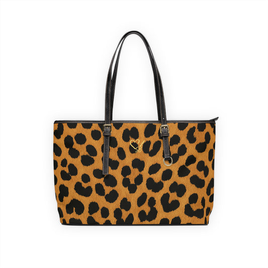 Bolso de hombro de cuero sintético con estampado de guepardo