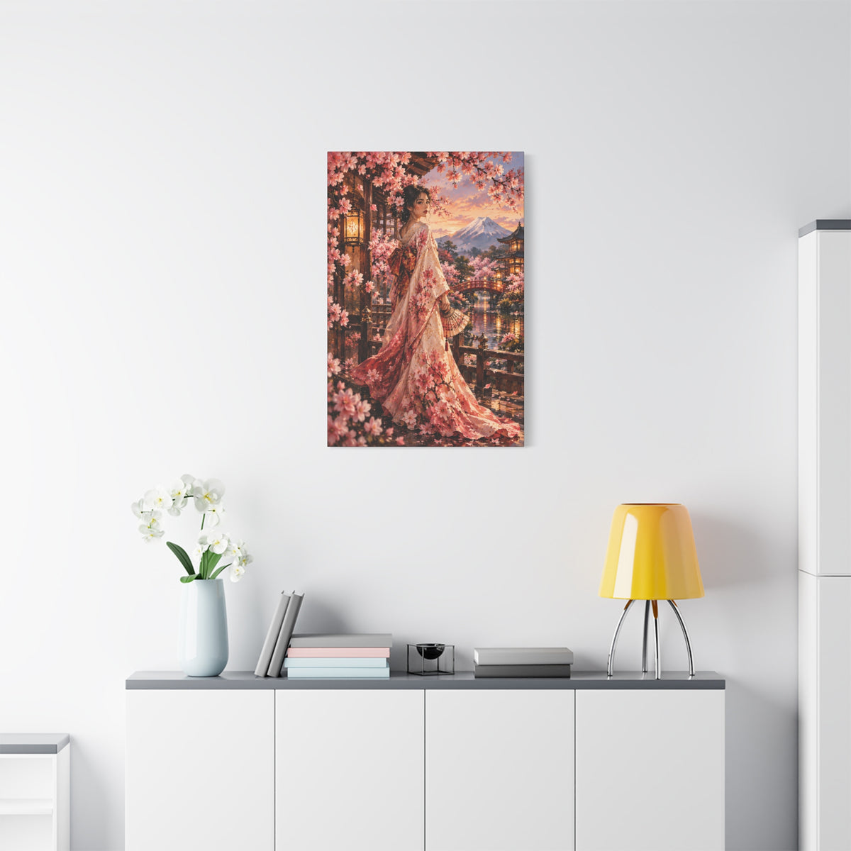 Japanese Cherry Blossom Geisha Canvas Wall Art-Madam Butterfly